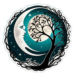 moon tree SVG PNG design with clean design elements