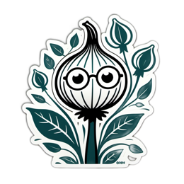 onion sticker SVG PNG design with clean design elements, white and green floral elements
