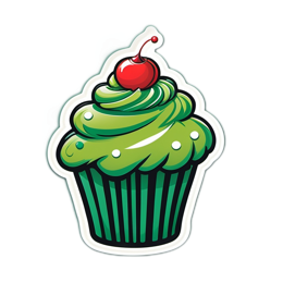 cupcake green cherry SVG PNG design with clean design elements