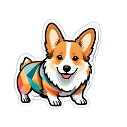 corgi colorful sticker SVG PNG design with clean design elements