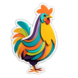 chicken colorful paperart SVG PNG design with clean design elements