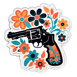 floral gun SVG PNG design with clean design elements, black and orange floral elements