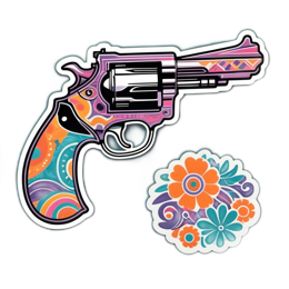 flower revolver SVG PNG design with clean design elements, orange and pink floral elements