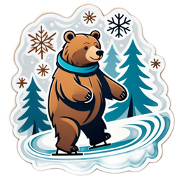 winter bear skating SVG PNG design with clean design elements