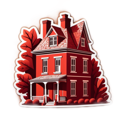 house red leaf SVG PNG design with clean design elements