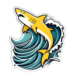 fantasy shark wave SVG PNG design with clean design elements