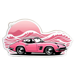 pink car wave SVG PNG design with clean design elements
