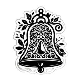 bell foliage floral SVG PNG design with black and white floral elements
