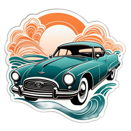 car sunset waves SVG PNG design