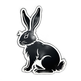 rabbit black sticker SVG PNG design with clean design elements