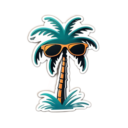 palm tree sunglasses SVG PNG design with clean design elements