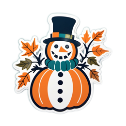 scarecrow pumpkin SVG PNG design with black and orange floral elements