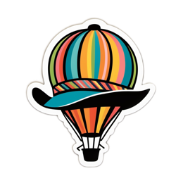 sticker hotairballoon hat SVG PNG design with clean design elements