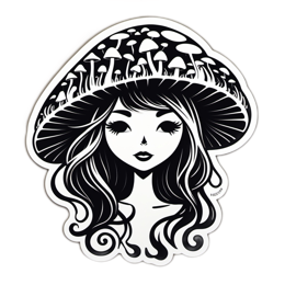 sticker mushroom girl SVG PNG design with clean design elements