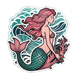 mermaid waves coral SVG PNG design with clean design elements
