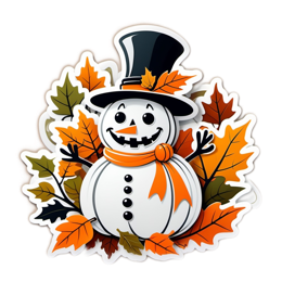 snowman autumn leaves SVG PNG design with clean design elements