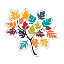 autumn leaves sticker SVG PNG design with orange and green floral elements