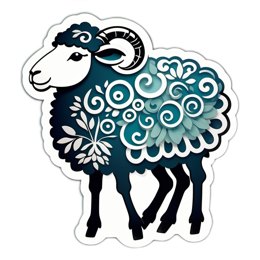 fantasy detailed ram floral SVG PNG design with clean design elements, green and blue floral elements