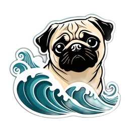 wave pug SVG PNG design with clean design elements