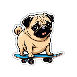 skateboarding pug SVG PNG design with clean design elements