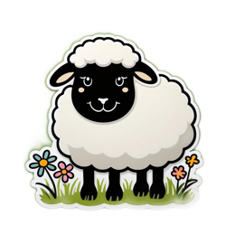 farm sheep flower SVG PNG design with clean design elements, black and white floral elements
