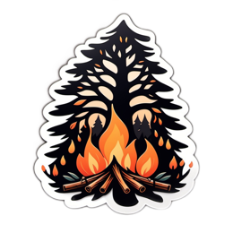 campfire pine tree SVG PNG design with clean design elements