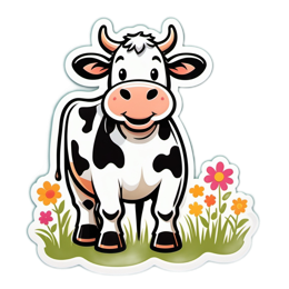 farm cow flowers SVG PNG design with clean design elements, black and white floral elements