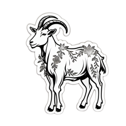 decoration goat floral SVG PNG design with black and white floral elements