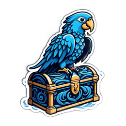 fantasy blue parrot treasure chest SVG PNG design
