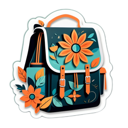 backpack flower SVG PNG design with orange and green floral elements