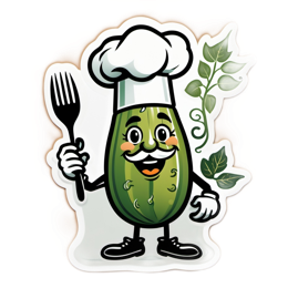 cheerful cucumber chef SVG PNG design with clean design elements
