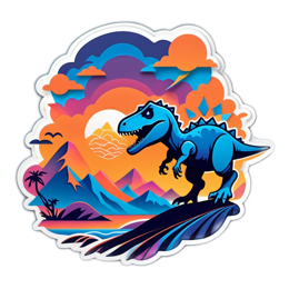 dinosaur landscape sunset SVG PNG design with clean design elements
