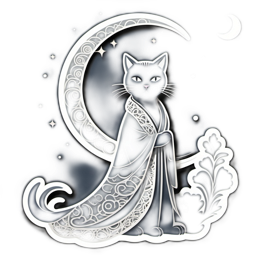 fantasy cat moon SVG PNG design with clean design elements