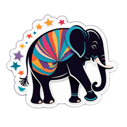 artistic elephant stickers SVG PNG design with clean design elements