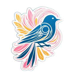 bird colors floral SVG PNG design with pink and blue floral elements