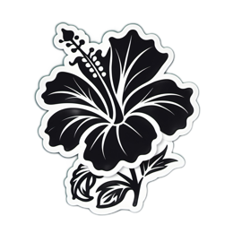 hibiscus sticker flower SVG PNG design with clean design elements, black and white floral elements