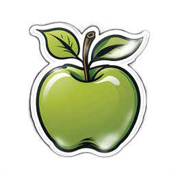 green apple sticker SVG PNG design with clean design elements