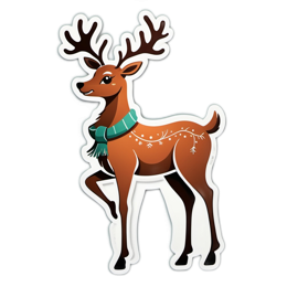 winter reindeer sticker SVG PNG design with clean design elements