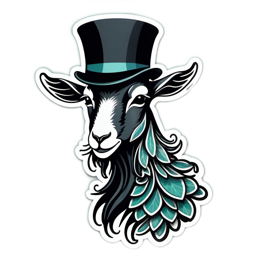 fancy goat SVG PNG design with black floral elements