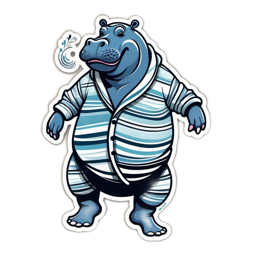 humorous cartoon hippo SVG PNG design with clean design elements