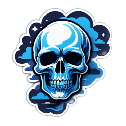 skull blue SVG PNG design with clean design elements