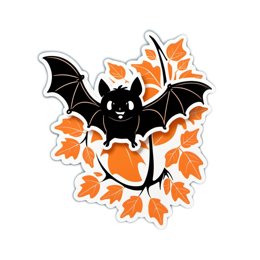 bat leaves SVG PNG design with clean design elements, black and orange floral elements