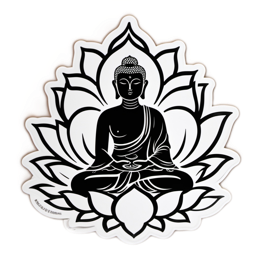 buddha sticker flower SVG PNG design with black and white floral elements