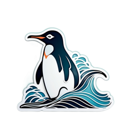 penguin wave sticker SVG PNG design with clean design elements