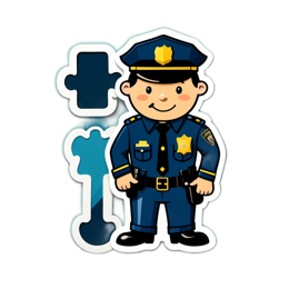 police character sticker SVG PNG design with clean design elements