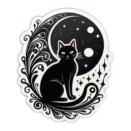 blackcat moon SVG PNG design with clean design elements