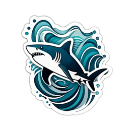 shark ocean waves SVG PNG design with clean design elements