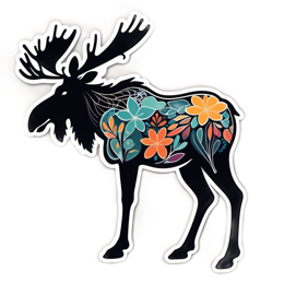 moose floral SVG PNG design with clean design elements, black and orange floral elements