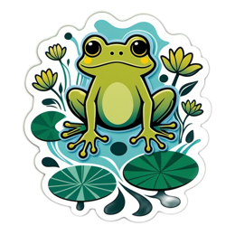 frog lilypads SVG PNG design with clean design elements, green and yellow floral elements