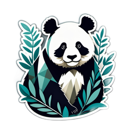 panda leaf SVG PNG design with clean design elements, black and white floral elements